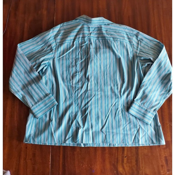 Gold Label Westbound Womens Green Striped Long Sleeve Cotton Button Up Shirt 22W - Picture 7 of 7